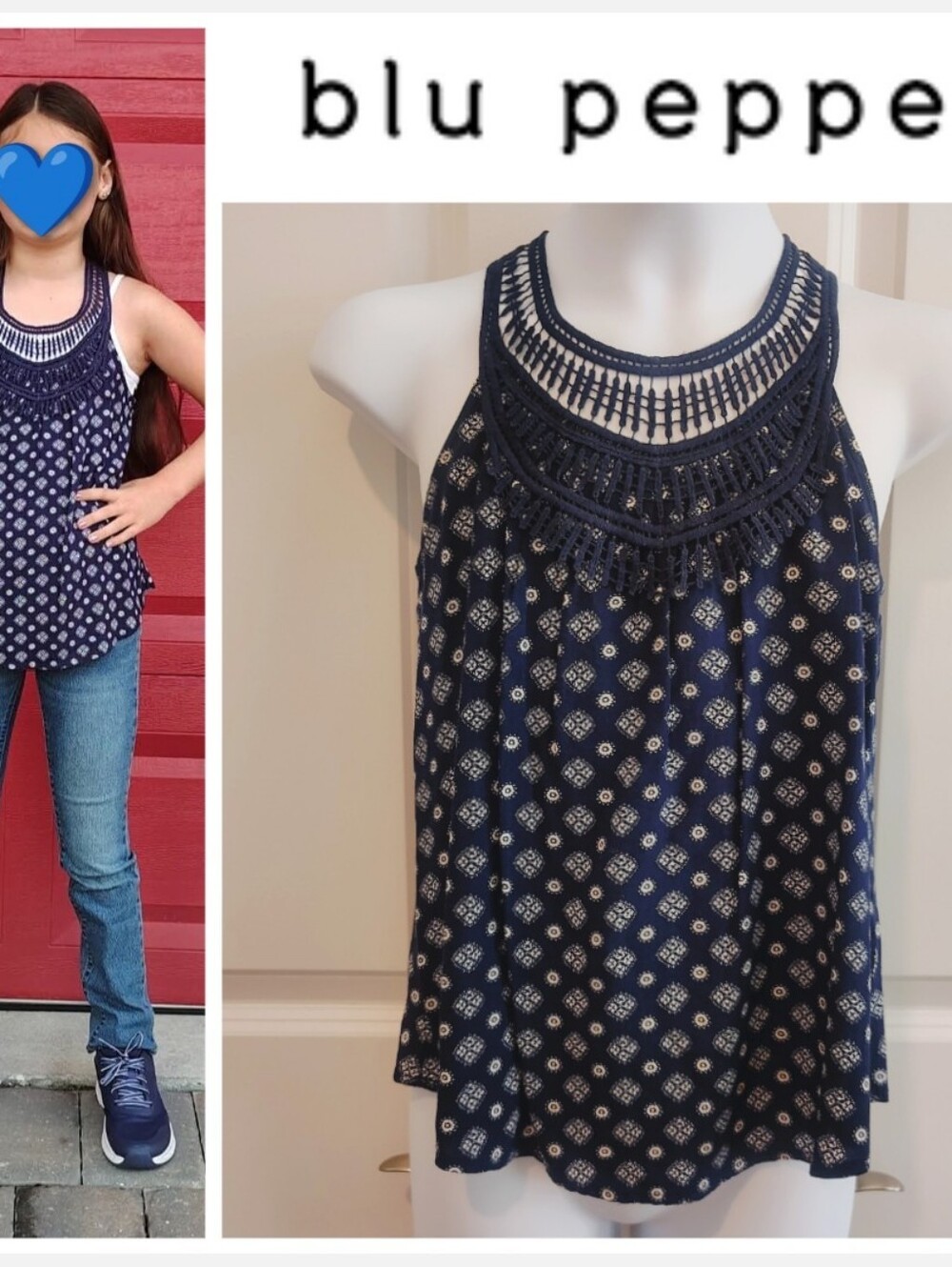 Blu Pepper Navy Lace Blouse